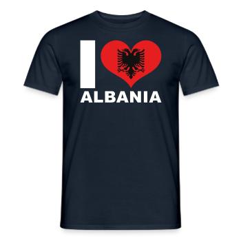 J’aime l’Albanie drapeau du cœur Albanie - T-shirt homme - marine - Devant - AI Model Male 178 light (178cm)