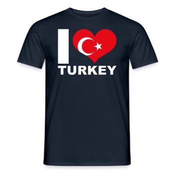 J’aime la Turquie drapeau du cœur Turquie - T-shirt homme - marine - Devant - AI Model Male 178 light (178cm)
