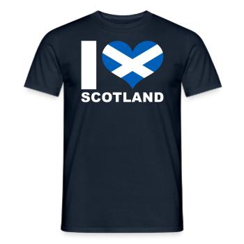 I love Scotland heart flag Scotland - Men's T-Shirt - navy - Front - AI Model Male 178 light (178cm)