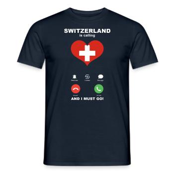 La Suisse appelle Switzerland Heart Souvenir - T-shirt homme - marine - Devant - AI Model Male 178 light (178cm)