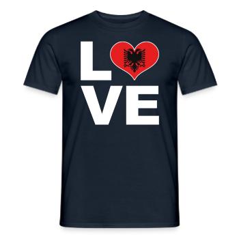 J’aime l’Albanie drapeau du cœur Albanie - T-shirt homme - marine - Devant - AI Model Male 178 light (178cm)