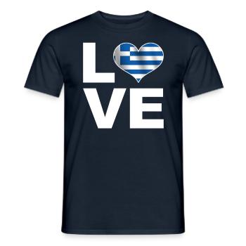 I love Greece heart flag Greece - Men's T-Shirt - navy - Front - AI Model Male 178 light (178cm)