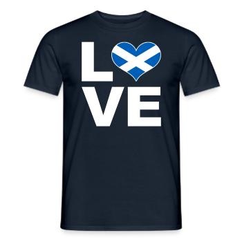 I love Scotland heart flag Scotland - Men's T-Shirt - navy - Front - AI Model Male 178 light (178cm)