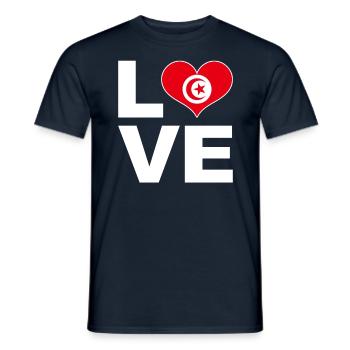 I love Tunisia heart flag Tunisia - Men's T-Shirt - navy - Front - AI Model Male 178 light (178cm)