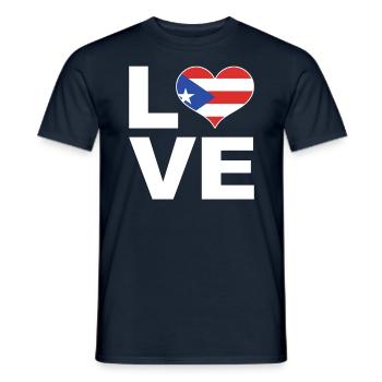 I love Puerto Rico heart flag Puerto Rico - Men's T-Shirt - navy - Front - AI Model Male 178 light (178cm)