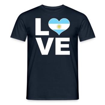 I love Argentina heart flag Argentina - Men's T-Shirt - navy - Front - AI Model Male 178 light (178cm)