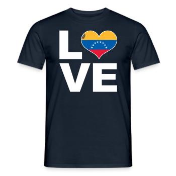 I love Venezuela heart flag Venezuela - Men's T-Shirt - navy - Front - AI Model Male 178 light (178cm)
