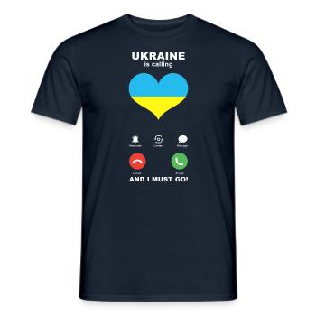 Ukraine is calling Ukraine Heart Souvenir - Men's T-Shirt - navy - Front - AI Model Male 178 light (178cm)