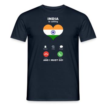 India is calling India Heart Souvenir - Men's T-Shirt - navy - Front - AI Model Male 178 light (178cm)