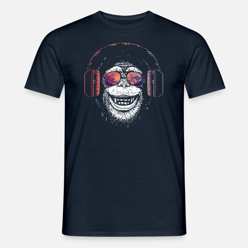 Affe Dj Kopfhörer - Männer T-Shirt - Navy
