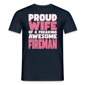 Proud Wife of A Damn Good Firefighter - Men's T-Shirt - navy - Front - AI Model Male 178 light (178cm)