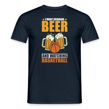 Basket-ball et bière - T-shirt homme - marine - Devant - AI Model Male 178 light (178cm)
