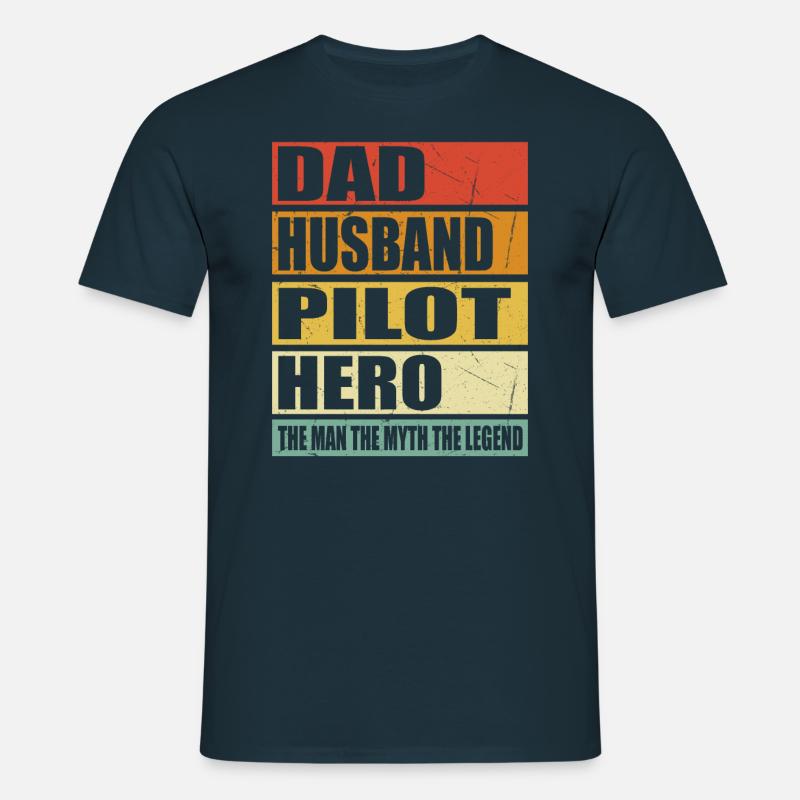 Vater Ehemann Pilot Held - Männer T-Shirt - Navy
