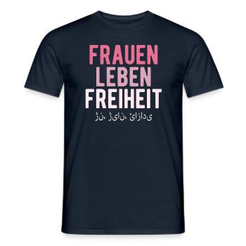 Frauen Leben Freiheit - Männer T-Shirt - Navy - Vorne - AI Model Male 178 light (178cm)