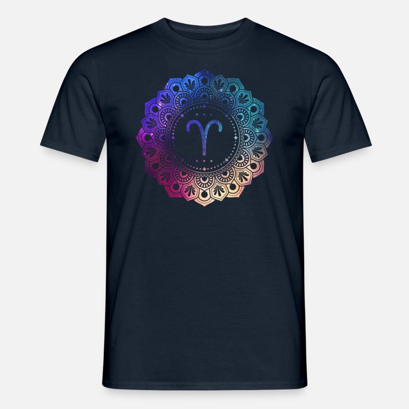 Widder Sternzeichen Symbol Mandala - Männer T-Shirt - Navy