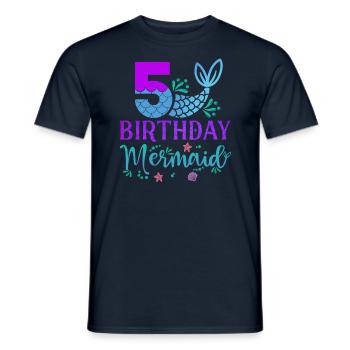 5ème anniversaire Sirène - T-shirt homme - marine - Devant - AI Model Male 178 light (178cm)