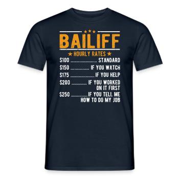Huissier Salaire horaire - T-shirt homme - marine - Devant - AI Model Male 178 light (178cm)