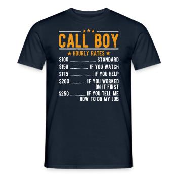 Call Boy hourly wage - Men's T-Shirt - navy - Front - AI Model Male 178 light (178cm)