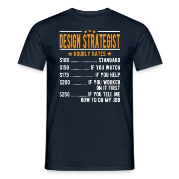 Stratège de conception Salaire horaire - T-shirt homme - marine - Devant - AI Model Male 178 light (178cm)
