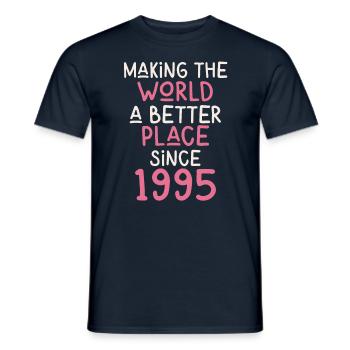 Making the World a better place since 1995 - Männer T-Shirt - Navy - Vorne - AI Model Male 178 light (178cm)