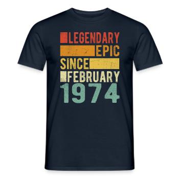 Anniversaire février 1974 Épopée légendaire - T-shirt homme - marine - Devant - AI Model Male 178 light (178cm)