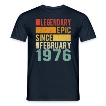Anniversaire février 1976 Épopée légendaire - T-shirt homme - marine - Devant - AI Model Male 178 light (178cm)