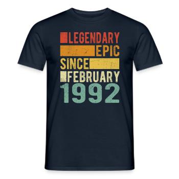 Birthday February 1992 Legendary Epic - Men's T-Shirt - navy - Front - AI Model Male 178 light (178cm)