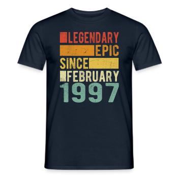 Birthday February 1997 Legendary Epic - Men's T-Shirt - navy - Front - AI Model Male 178 light (178cm)