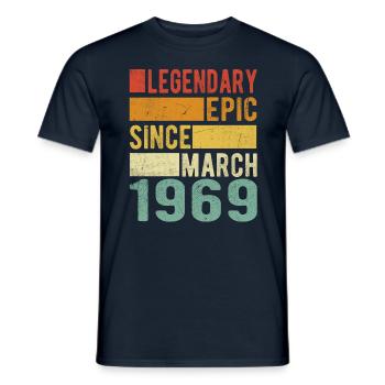 Birthday March 1969 Legendary epic - Men's T-Shirt - navy - Front - AI Model Male 178 light (178cm)