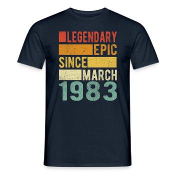 Birthday March 1983 Legendary Epic - Men's T-Shirt - navy - Front - AI Model Male 178 light (178cm)