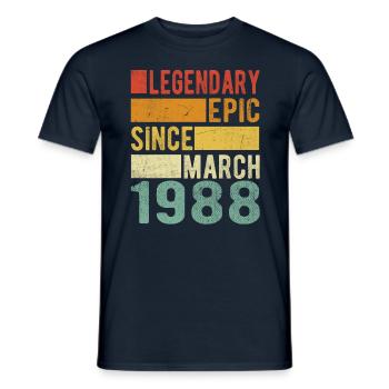 Birthday March 1988 Legendary epic - Men's T-Shirt - navy - Front - AI Model Male 178 light (178cm)