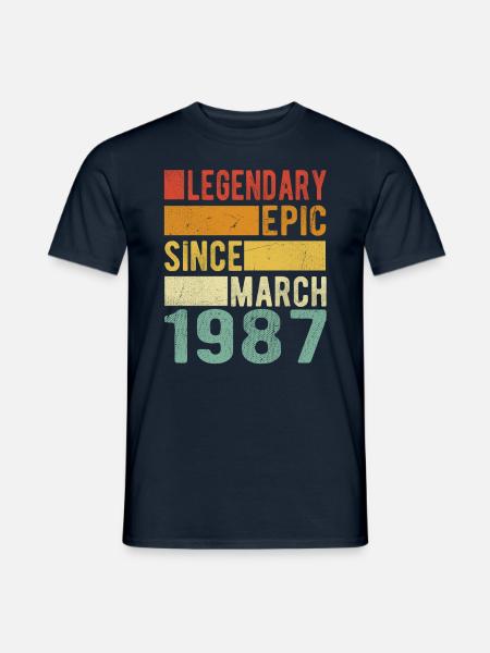 Birthday March 1987 Legendary Epic - Men's T-Shirt - navy
