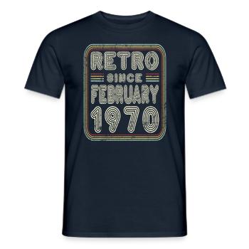 Anniversaire Février 1970 Retro Gift - T-shirt homme - marine - Devant - AI Model Male 178 light (178cm)