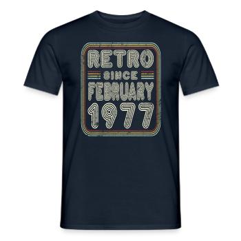 Anniversaire Février 1977 Cadeau rétro - T-shirt homme - marine - Devant - AI Model Male 178 light (178cm)