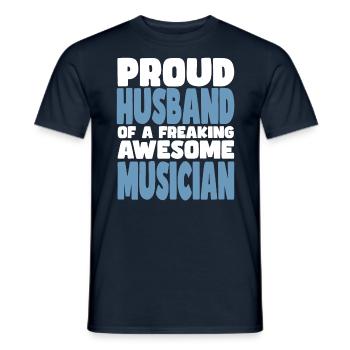 Proud wife of a damn good musician - Men's T-Shirt - navy - Front - AI Model Male 178 light (178cm)