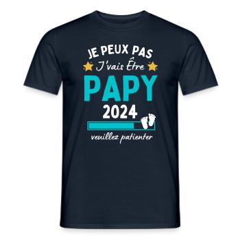 Je peux pas j'vais être Papy 2024 Futur Grand-père - T-shirt homme - marine - Devant - AI Model Male 178 light (178cm)
