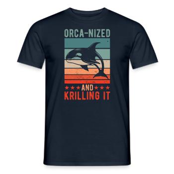 Orca-nisé et krilling - T-shirt homme - marine - Devant - AI Model Male 178 light (178cm)