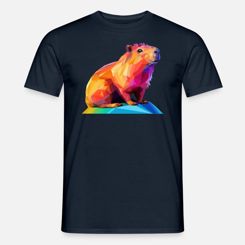 Capybara Low Polygon Design - Männer T-Shirt - Navy