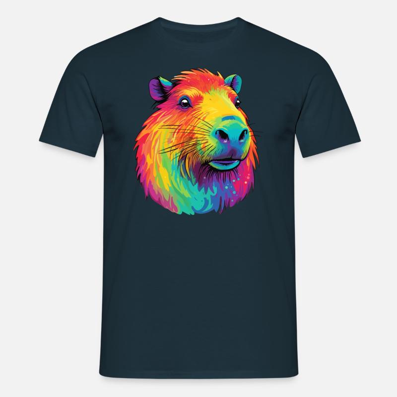 Capybara Low Rainbow Design - Männer T-Shirt - Navy