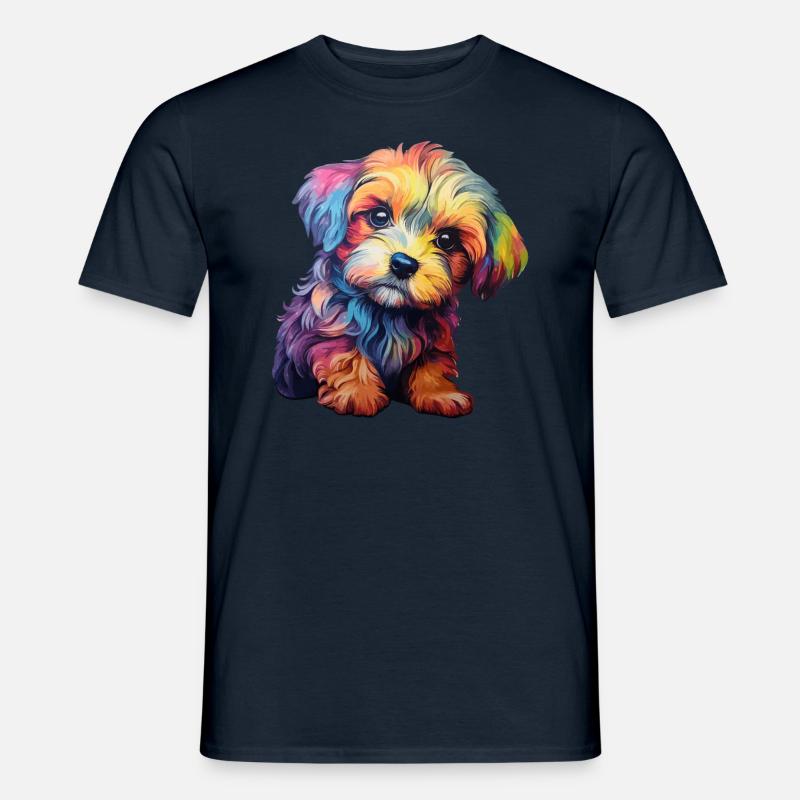 Hündchen-regenbogen - Männer T-Shirt - Navy