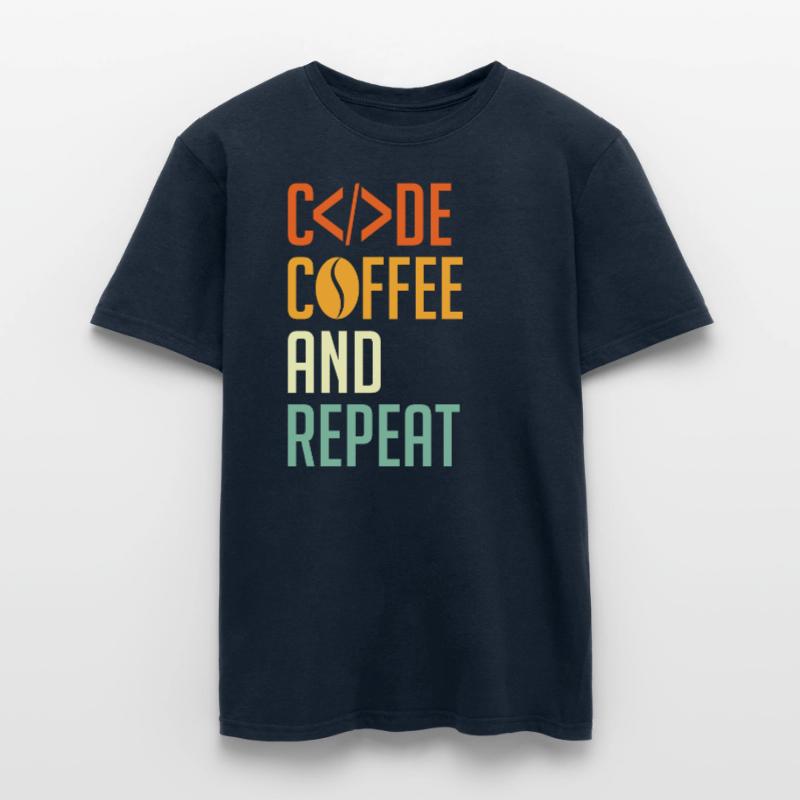 Codeur Spruch Code Café et Répéter T-shirt homme