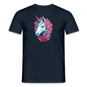 Unicorn Floral Aesthetics - Men's T-Shirt - navy - Front - AI Model Male 178 light (178cm)
