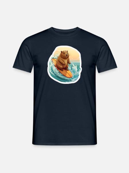 Capybara Surfer - Men's T-Shirt - navy