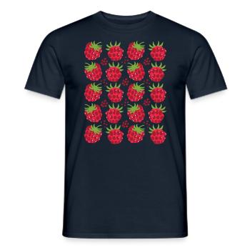 Himbeere Beeren Frucht Muster - Männer T-Shirt - Navy - Vorne - AI Model Male 178 light (178cm)