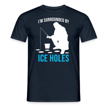 Surrounded By Ice Holes - Ice Fishing Enthusiast - Men's T-Shirt - navy - Front - AI Model Male 178 light (178cm)