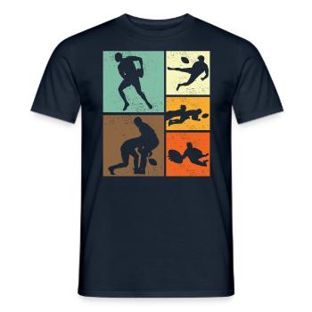 Retro Vintage Rugby Player Design - Men's T-Shirt - navy - Front - AI Model Male 178 light (178cm)