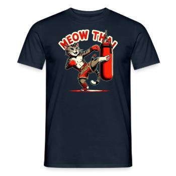 Muay Thai Arts Martiaux Cat Meow Thaï Boxe Thaïlandaise - T-shirt homme - marine - Devant - AI Model Male 178 light (178cm)