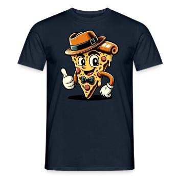 Pizza 50 ' s Cartoon Character Pizza Slice - T-shirt homme - marine - Devant - AI Model Male 178 light (178cm)