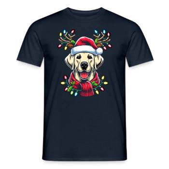 Labrador Retriever Weihnachts-Rentier-Weihnachtshund - Männer T-Shirt - Navy - Vorne - AI Model Male 178 light (178cm)