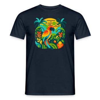 Exotic Parrot Fantasy: Rainforest Colors - Men's T-Shirt - navy - Front - AI Model Male 178 light (178cm)